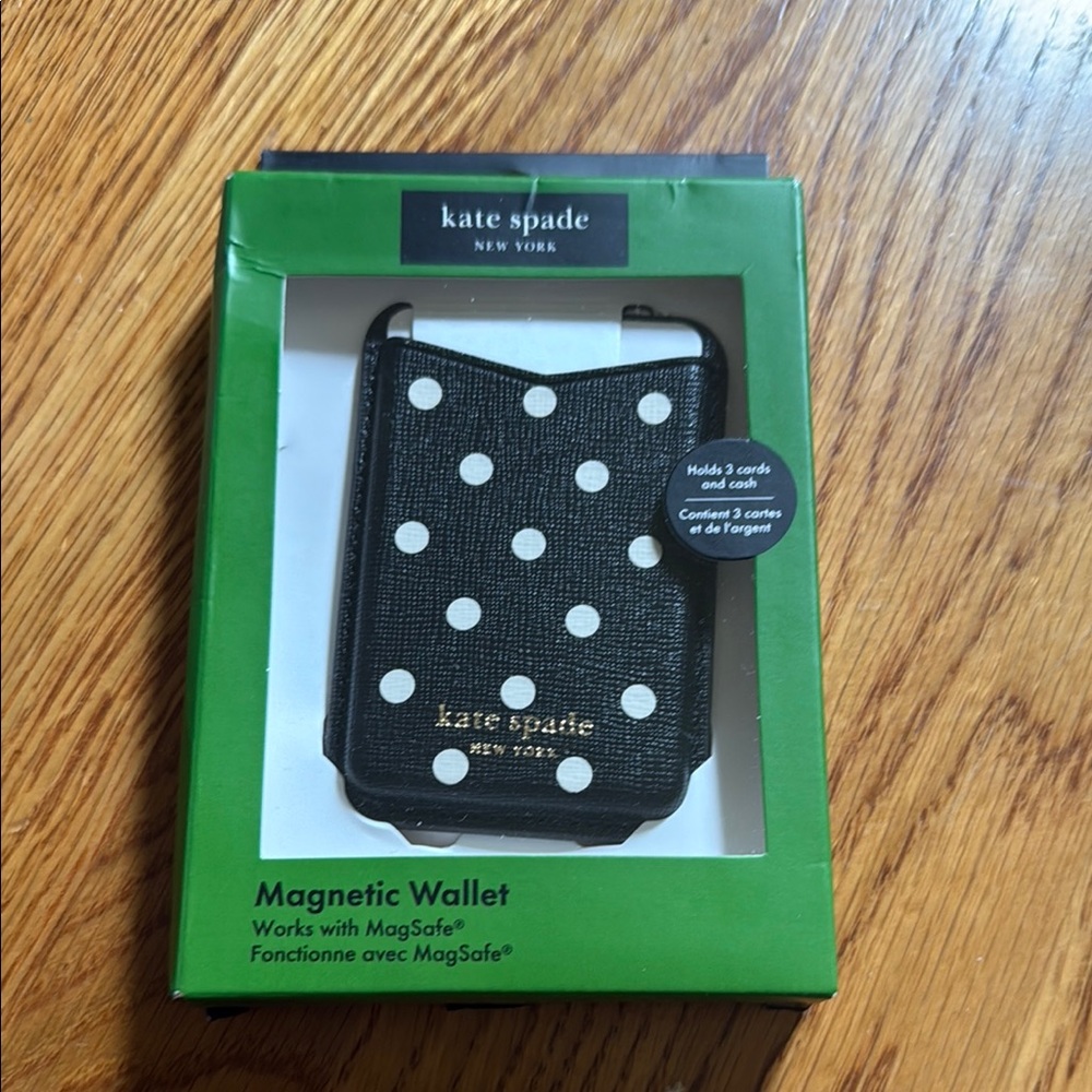 Kate Spade Black and White Polka Dot magnetic wallet new in box